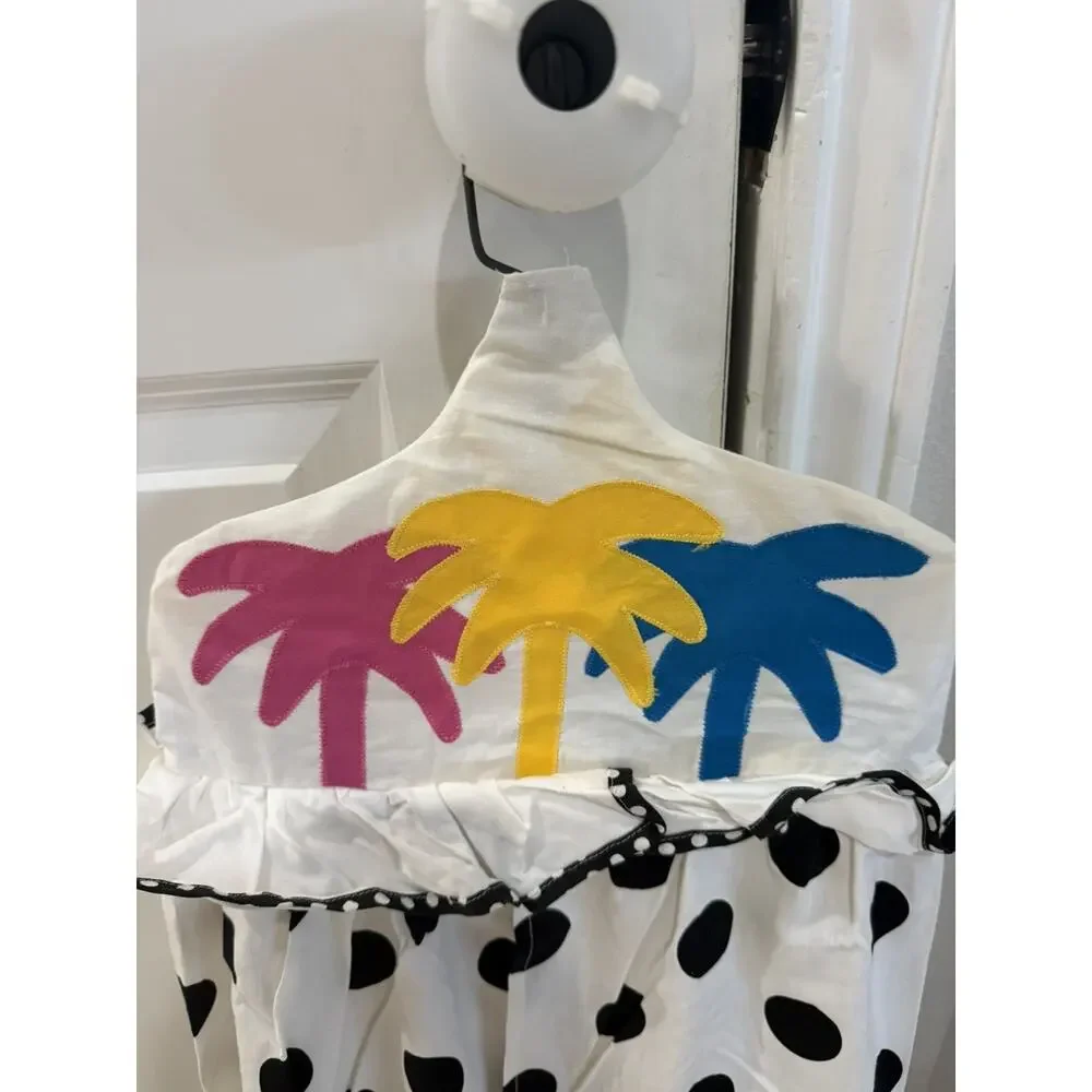 Vtg Polla Dot DinosaurCrib Blanket, Crib Skirt Bed Ruffle & Hamper Bag 3 pieces